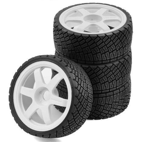 Kit de pneus et moyeux de 17 mm pour voitures RC WRC1/7/8 (blanc)
