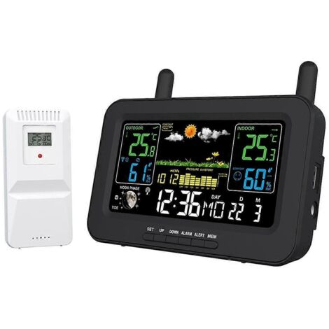 Thermomètre-hygromètre avec capteur extérieur sans fil, prise UE A (1/5)