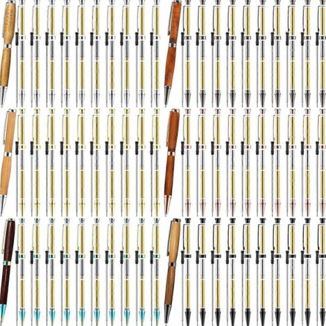 Kit de 60 stylos à mécanisme rétractable pour tournage sur bois, stylos fins de 7 mm en vrac
