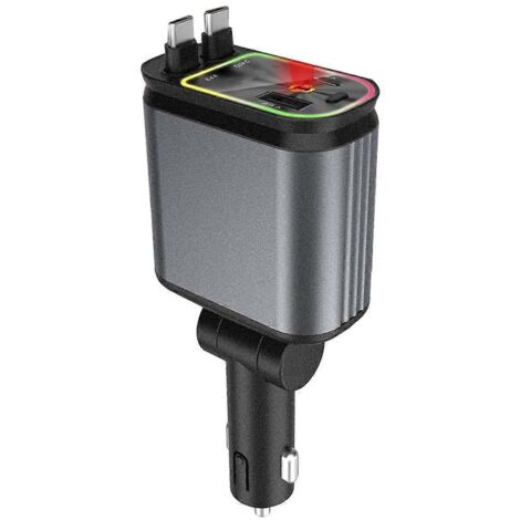 Chargeur de voiture rétractable 4 en 1 avec câble de charge rapide USB (1/5)