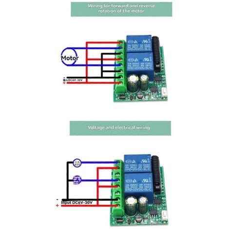 Récepteur relais RF 2 canaux avec télécommande RF 433 MHz, 6-30 V CC (1/5)