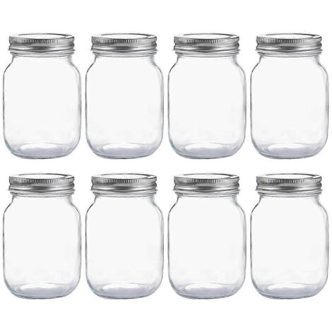 Bocaux en verre à ouverture standard, bocaux en verre transparent de 473 ml (16 oz) avec couvercles en métal (1/5)