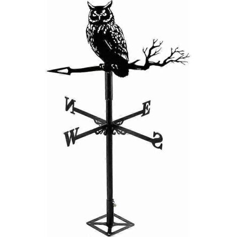 Girouette décorative hibou - Acier inoxydable - Noire (1/5)