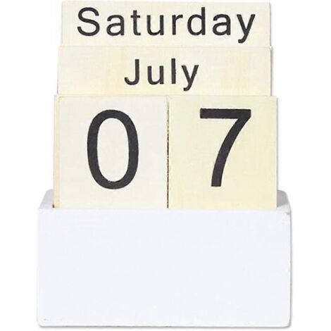 Calendrier perpétuel en bois, bloc de bois vintage, accessoire de bureau, mois, semaine, date (1/5)