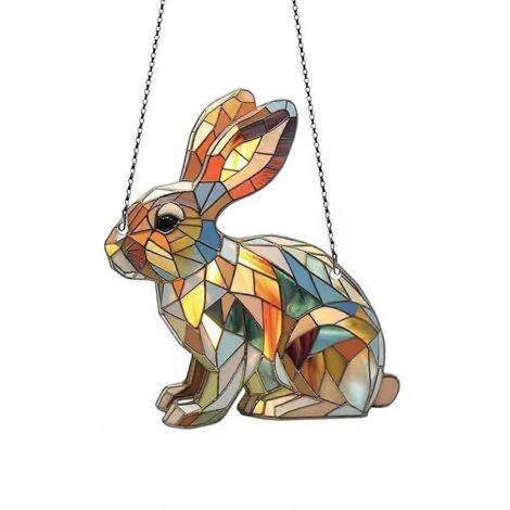 Décoration de Pâques en acrylique représentant un lapin de Pâques, idéale pour le printemps. (1/5)