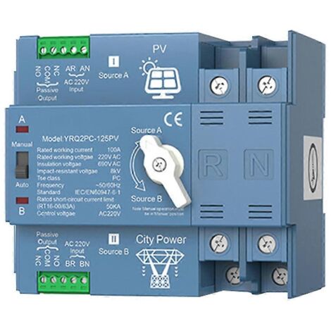 ATS Commutateur de transfert automatique à double alimentation pour onduleur solaire, A (1/5)