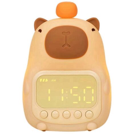 Réveil de chevet LED à motif capybara avec fonction snooze et veilleuse rechargeable (1/5)