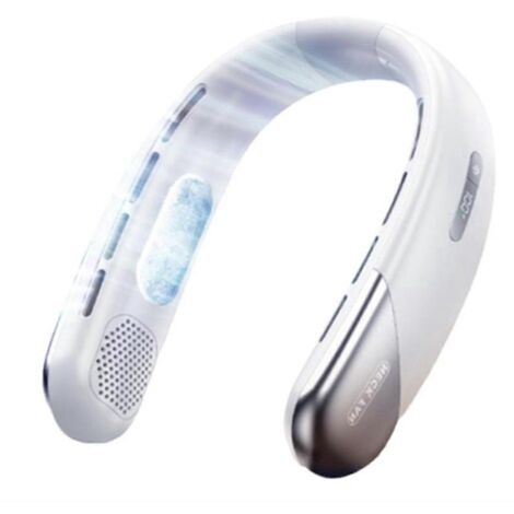 Ventilateur de cou USB portable silencieux 6000 mAh sans pales, blanc (1/5)