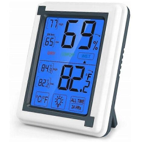 Thermomètre et hygromètre d'intérieur et d'extérieur avec 3 capteurs extérieurs, écran LCD rétroéclairé et affichage des tendances (1/4)