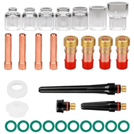 Kit de 30 accessoires pour torche de soudage TIG, lentille à gaz courte de 2,4 mm (1/5)