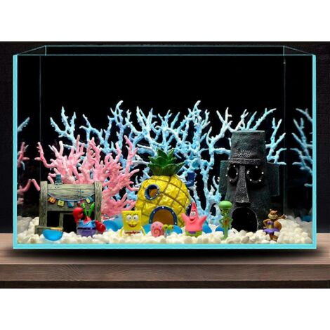 Décoration d'aquarium Bob l'éponge, lot de 3 ornements pour petit poisson betta