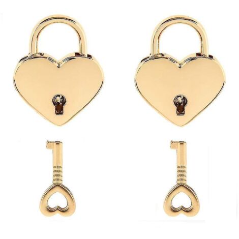 Mini cadenas avec clé pour boîte à bijoux, boîte de rangement, agenda, lot de 2, doré (1/4)