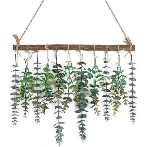 Décoration murale de salle de bain avec fausses feuilles d'eucalyptus - Feuilles d'eucalyptus artificielles pour une ambiance champêtre rustique (1/5)