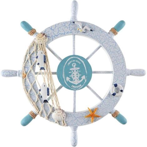 Roue de gouvernail en bois, décoration de gouvernail de bateau nautique de 28 cm (1/5)