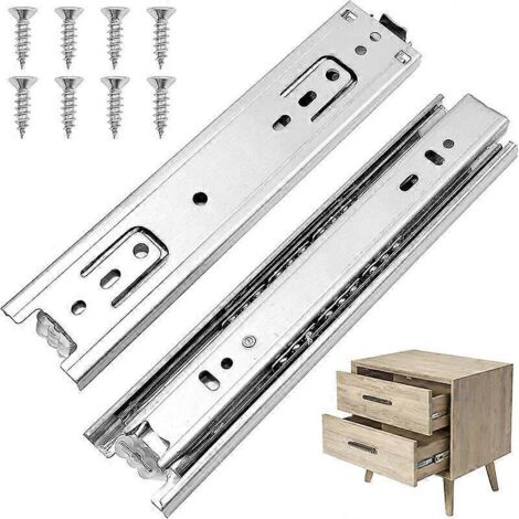 1 paire de glissières à extension complète pour tiroir, glissières à billes 3 plis, capacité de charge 50 kg - 20 cm (1/4)