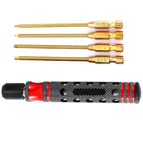 Jeu de tournevis hexagonaux à changement rapide 1,5, 2,0, 2,5 et 3,0 mm, rouge (1/5)