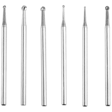 Lot de 6 fraises sphériques à grande lame, tige de 3/32 pouce, pour la fabrication de bijoux (1/5)