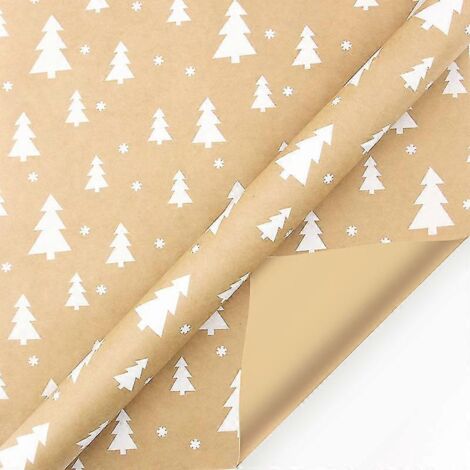 Lot de 10 rouleaux de papier kraft recyclables pour emballage cadeau de Noël. (1/5)
