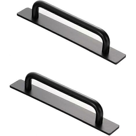 poignées autocollantes pour portes et fenêtres, poignées de porte à pression, poignées en aluminium autocollantes, poignées de meubles (noires) (1/5)