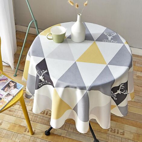Nappe ronde imperméable, facile à nettoyer, en PVC, style triangle nordique, pour intérieur et extérieur. (1/3)