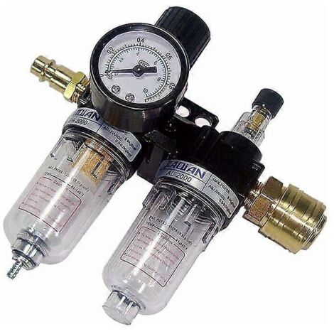 Régulateur de pression d'air Ruolin Filter Regulator 1/4, séparateur eau-huile, régulateur de pression d'air pour compresseur et outils pneumatiques (1/4)
