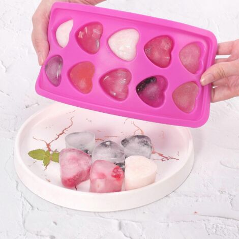 Moule à glaçons en forme de cœur, moule à glaçons en silicone amusant pour réaliser des glaçons en forme de cœur, moules à glaçons faciles à démouler pour cocktails, whisky, eau. (1/5)