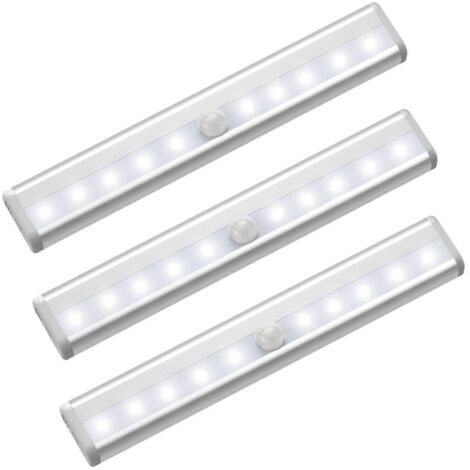 Ensemble de 3 lampes LED à détecteur de mouvement pour intérieur, éclairage de placard, 10 LED, spot sans fil, lampe LED pour penderie (1/5)