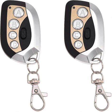 Télécommandes universelles à code fixe, fréquence 433,92 MHz, duplication par clonage d'une télécommande à 4 boutons pour portail automatique, éclairage de garage et alarme, lot de 2. (1/5)