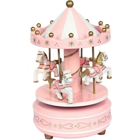 Boîte à musique classique en forme de chevaux de carrousel, décoration intérieure, cadeau d'anniversaire ou de Noël pour enfant (1/3)