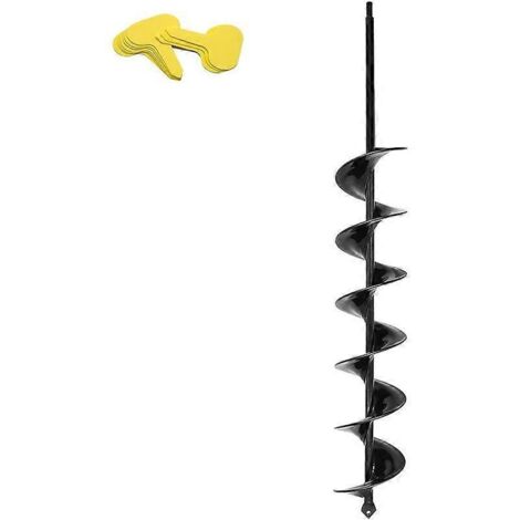 Tarière de jardin améliorée, mèche de forage hélicoïdale (8 x 60 cm, noire) (1/4)