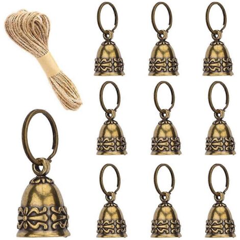 Lot de 10 cloches antiques en cuivre, carillons éoliens pour la maison, sonnettes de porte (1/5)