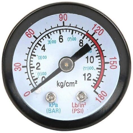 Manomètre pour compresseur d'air, manomètre d'air comprimé 0180 PSI, 012 bar, diamètre 42 mm, appareil de mesure de pression pour compresseurs à vis (1/4)