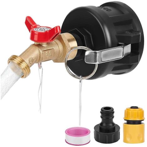 Adaptateur pour conteneur IBC, verrouillage à came de 2 pouces avec robinet de tuyau en laiton (1/5)
