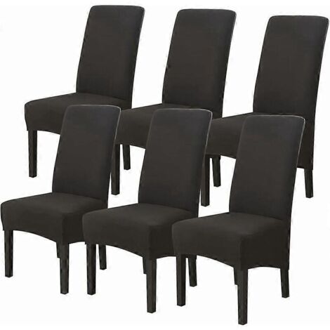 Lot de 6 housses de chaise noires grande taille, housses de chaise de salle à manger universelles, housses de chaise modernes pour salon, idéales pour les mariages et les réunions. (1/5)