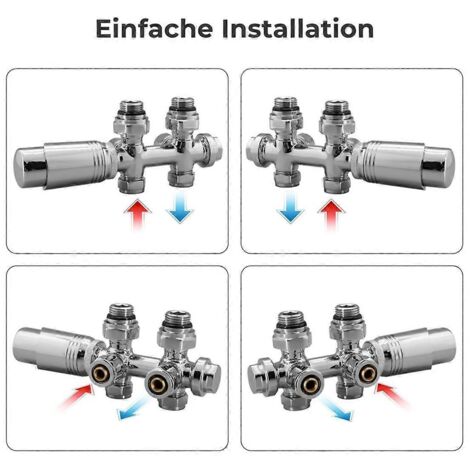 Raccord de radiateur multibloc avec thermostat 50 mm (1/5)