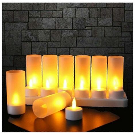 Bougie LED rechargeable, bougie électrique LED à flamme clignotante avec station de charge, décoration pour Noël, anniversaire, mariage, dîner, table de cérémonie, café (1/4)