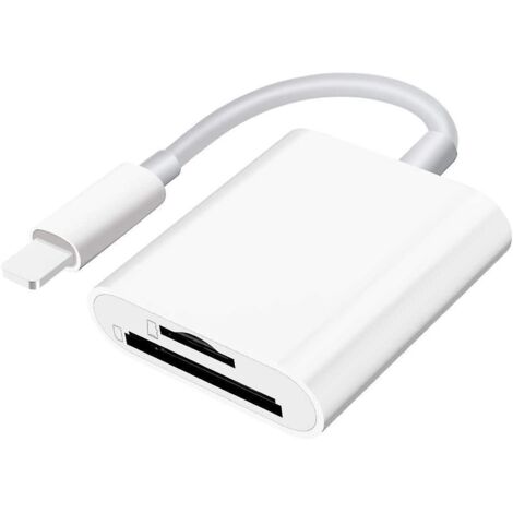 Lecteur de cartes SD pour iPhone, iPad et appareil photo, lecteur de cartes mémoire à double emplacement compatible SD (1/5)