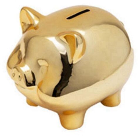 Tirelire cochon doré, tirelire mignonne en forme de pièce, décoration cochon porte-bonheur, objet de décoration original pour la maison (1/4)