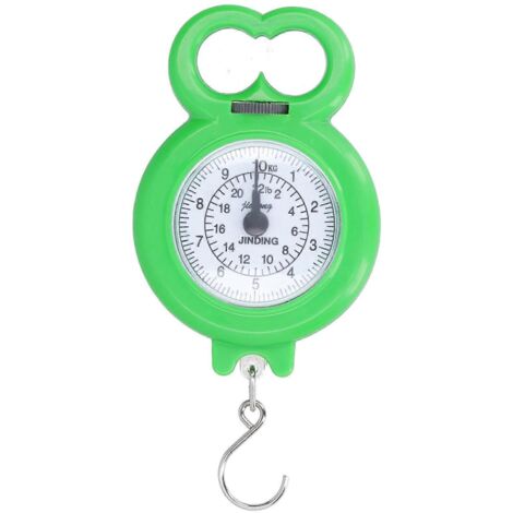 Balance suspendue à crochet, mini balance à ressort 10 kg pour la pêche, les courses, les bagages et autres activités familiales (verte) (1/5)