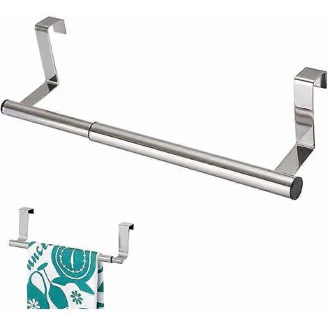 Porte-serviettes de cuisine, porte-serviettes suspendu, porte-serviettes sans perçage, porte-serviettes télescopique, pour portes de placard de moins de 2 cm d'épaisseur, cuisine, salle de bain, salon
