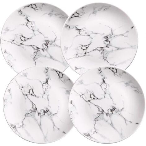 Assiettes de table décoratives en porcelaine à motif marbre, lot de 4 (20 cm) (1/4)