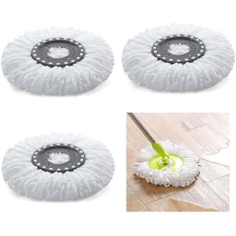 Lot de 3 têtes de balai interchangeables, recharge de balai pivotant en microfibre, balai pivotant rond à 360° (1/5)