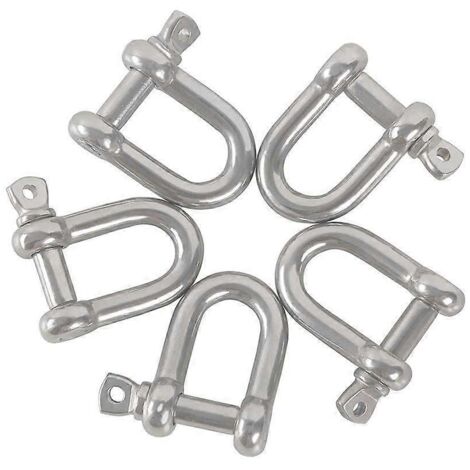 Manilles en D M8 en acier inoxydable 304, goupille en D, boucle à vis, manille droite, articulation, fermoir, manille droite en acier, manille en U avec fermeture (1/5)