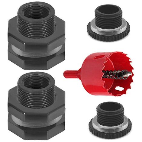 Kit de 2 pièces pour fixation de cloison de récupérateur d'eau de pluie avec bouchons et scie cloche (1/5)