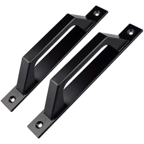 Lot de 2 poignées de porte en forme de D pour porte de jardin en bois, 200 mm, noires (1/5)