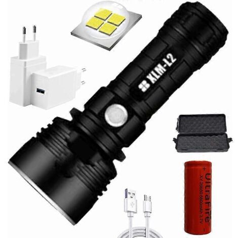 Lampe torche p70, 30 000 à 100 000 lumens, LED haute puissance, ultra-lumineuse, étanche, la plus puissante des lampes torches XLM-P70 50 W à 3 modes (batterie unique, 25 W-L2)