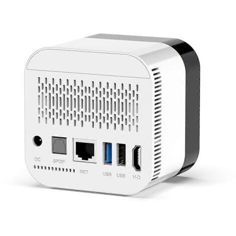 Boîtier TV/vidéo H96 avec horloge, décodage BT5.0, télécommande vocale et prise secteur. (1/5)