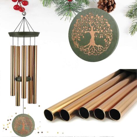 Carillon éolien d'extérieur à sonorité grave, grand carillon commémoratif de 91 cm (36 pouces) pour la perte d'un être cher, gravure sur arbre (1/4)