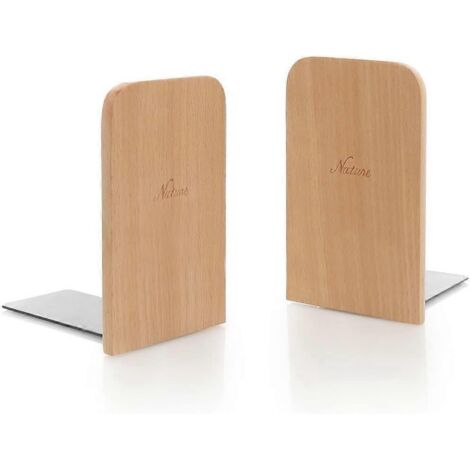 Lot de 2 serre-livres simples en bois de hêtre naturel de style japonais (1/5)