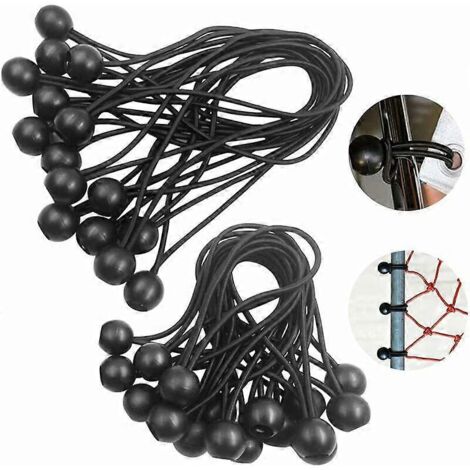 Tendeur de bâche, tendeur à bille, tendeur élastique noir, tendeur élastique pour pavillon, bâche, camping, tente, rideaux, harnais d'extension (30 pièces) (1/5)